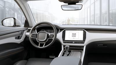 Car Dashboard Mockup with Touchscreen for Automotive UI Design