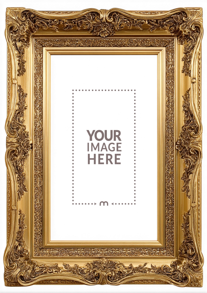 Gold Picture Frame Mockup for Classic Portrait Arts preview image