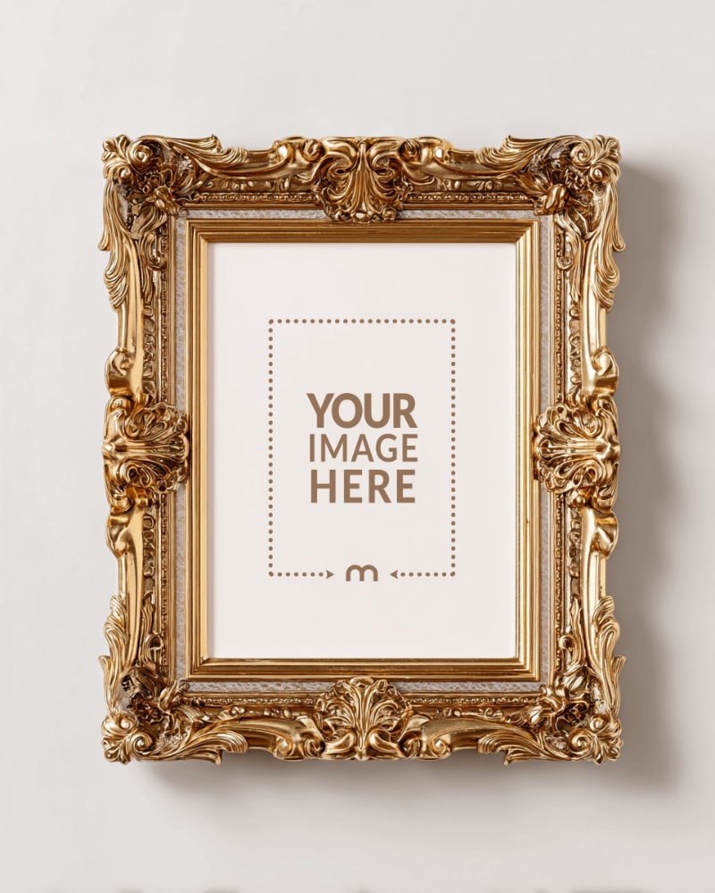 Ornate Gold Frame Mockup for Premium Art Showcase preview image
