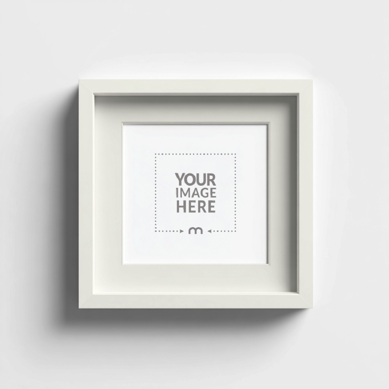 Square Art Frame Mockup on White Wall for Interior Styling preview image