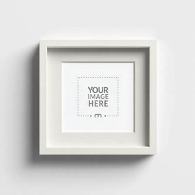 Square Art Frame Mockup on White Wall for Interior Styling