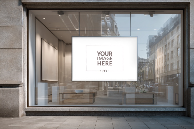 Storefront Glass Window Poster Mockup for Visual Merchandising preview image