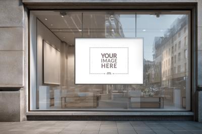 Storefront Glass Window Poster Mockup for Visual Merchandising
