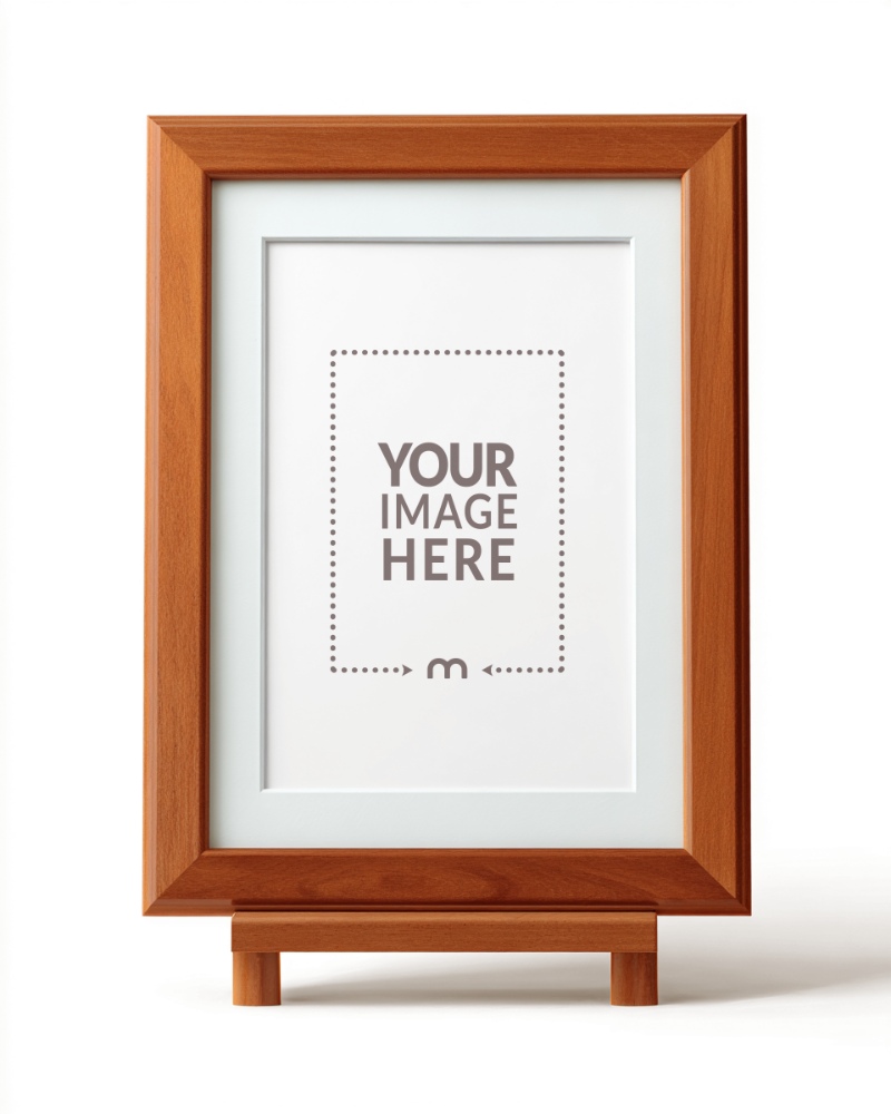 Vertical Wooden Photo Frame Mockup for Portrait Print preview image