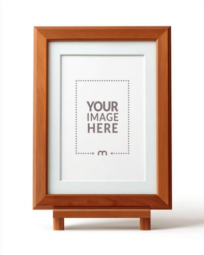 Vertical Wooden Photo Frame Mockup for Portrait Print