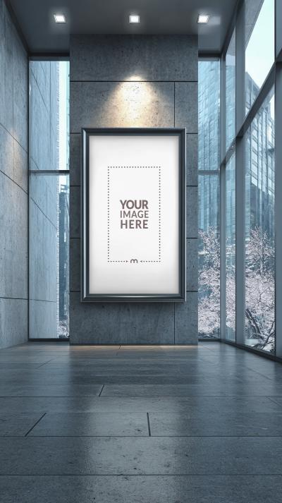 Display Panel Mockup on Office Wall for Office Information Display