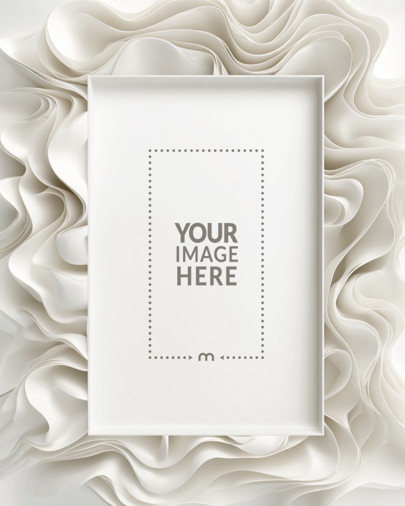 Abstract Wave Themed Frame Mockup for Contemporary Poster Designs preview image