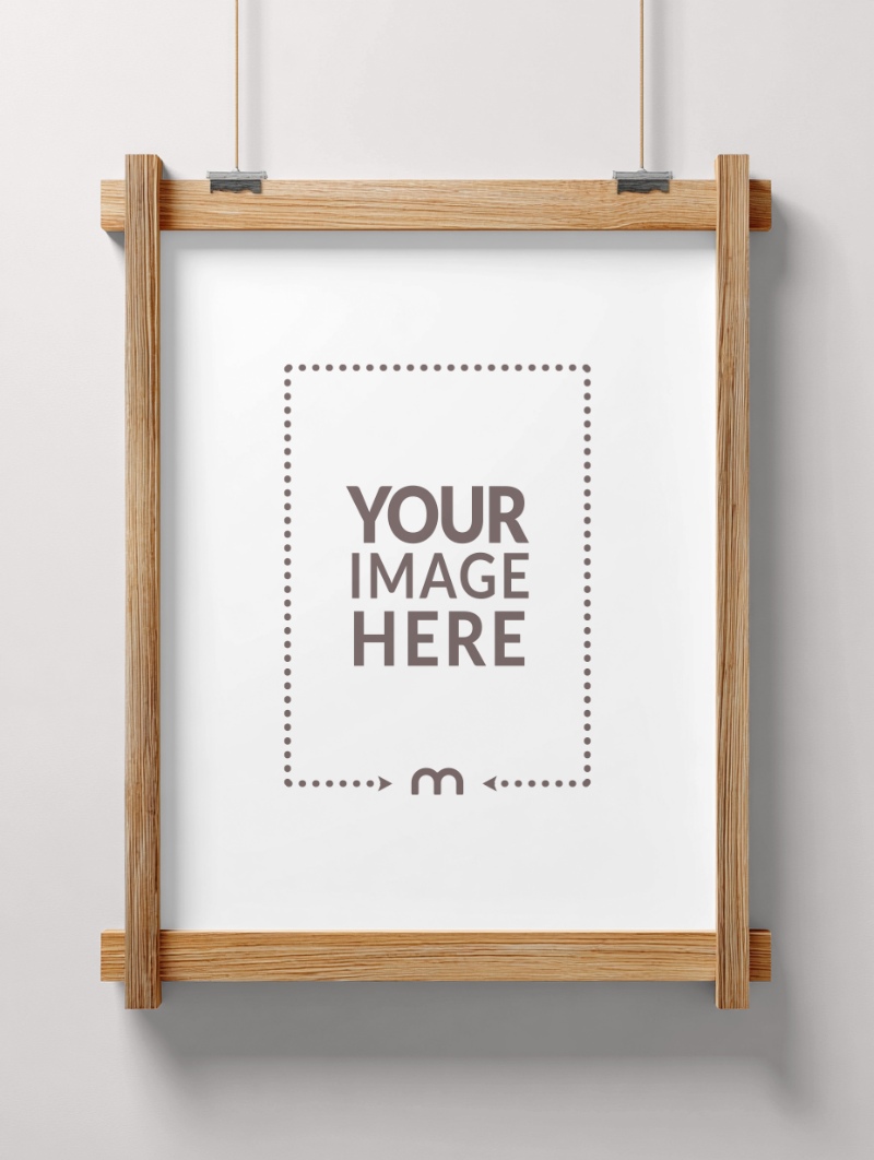 Wooden Poster Frame Mockup for Art Fair Branding preview image