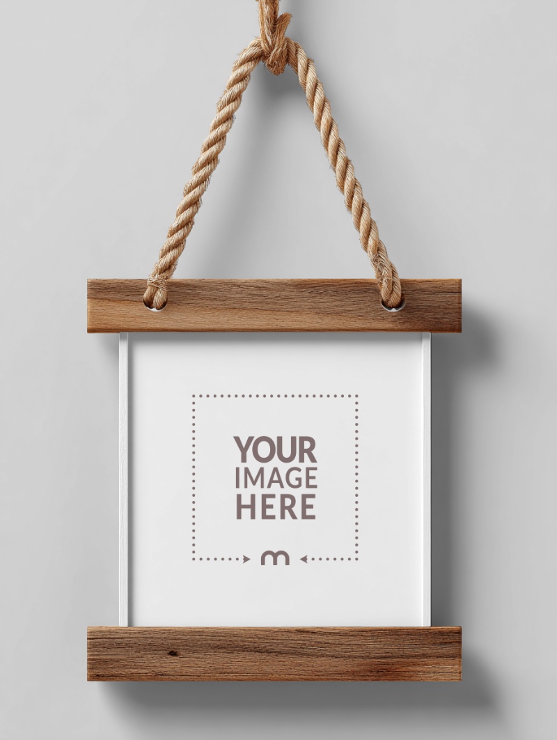 Wooden Wall Sign Mockup on Wall for Picture Display preview image