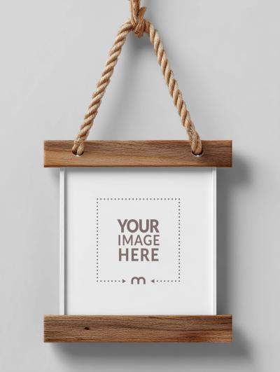 Wooden Wall Sign Mockup on Wall for Picture Display