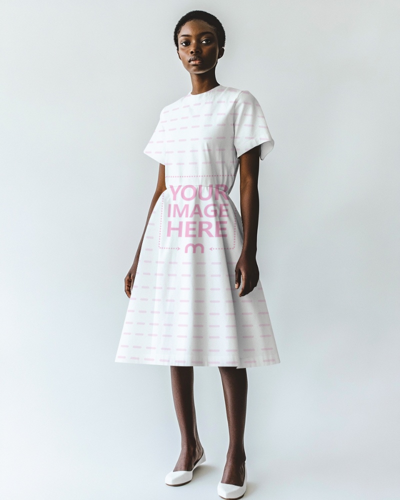 Sleeveless Dress Mockup on Female Model for Summer Apparel preview image
