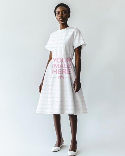 Sleeveless Dress Mockup on Female Model for Summer Apparel