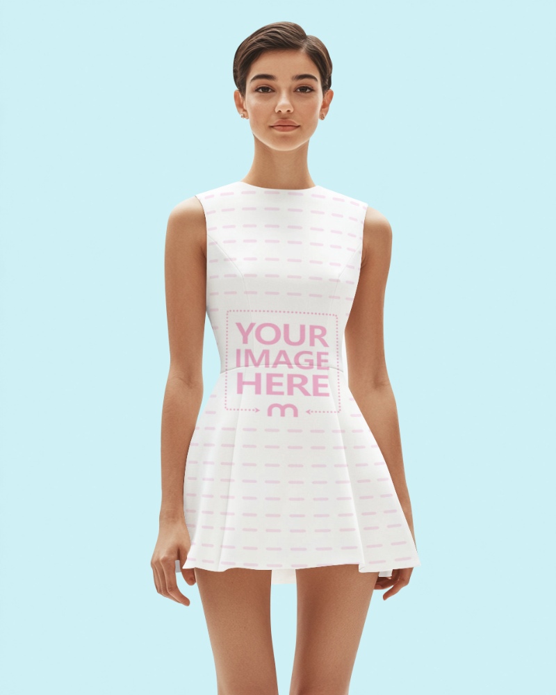 Dress Mockup on Female Model for Minimalist Lookbook preview image