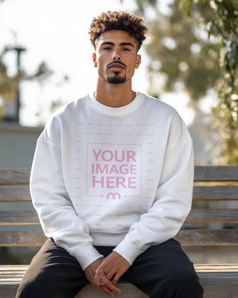 Oversized Sweatshirt Mockup on Male Model for Streetwear Apparel preview image