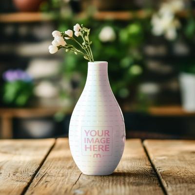 Ceramic Vase Mockup on Wooden Table for Home Decor