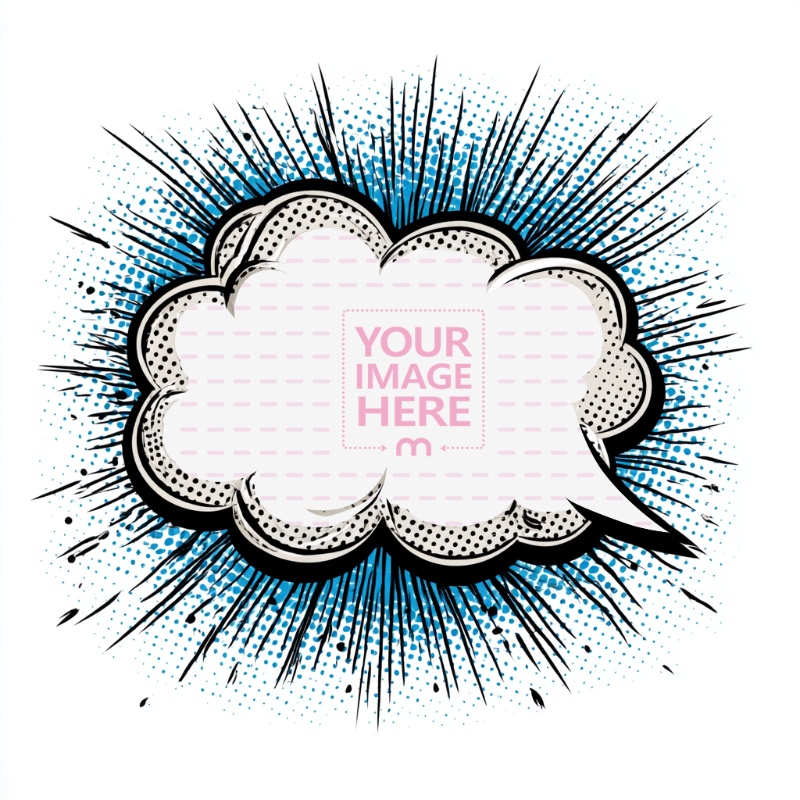 Comic Speech Bubble Frame Mockup for Graphic Novel Layouts preview image