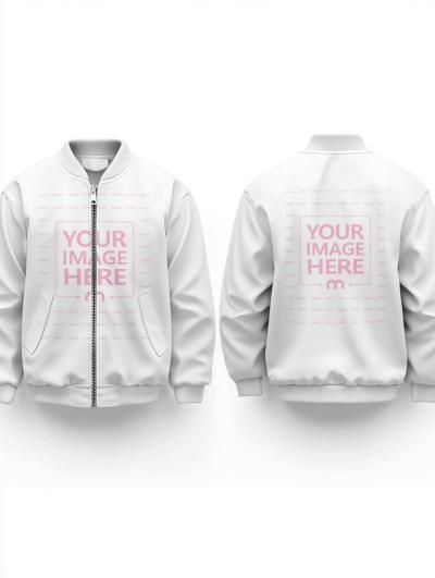 Zip-Up Jacket Mockup with Front and Back View