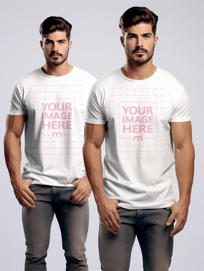 T-Shirt Mockup on Multiple Male Model Standing