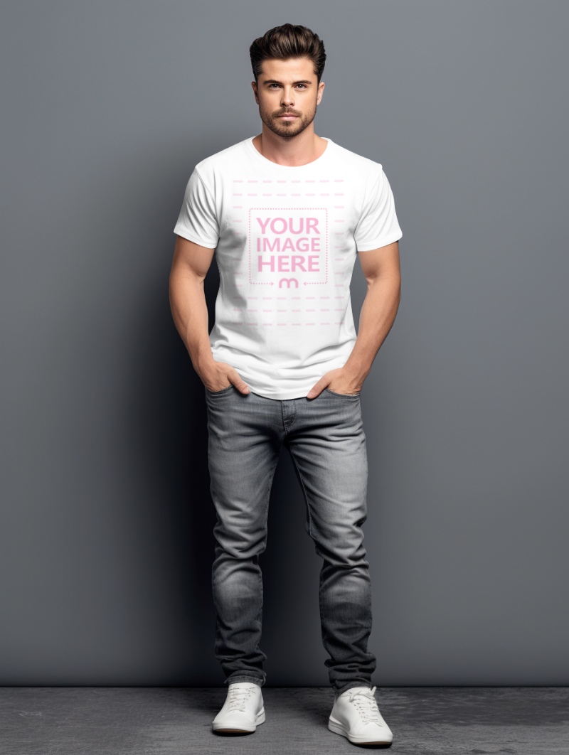 T-Shirt Mockup on Male Model for Branding Showcase preview image