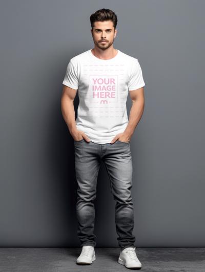 T-Shirt Mockup on Male Model for Branding Showcase
