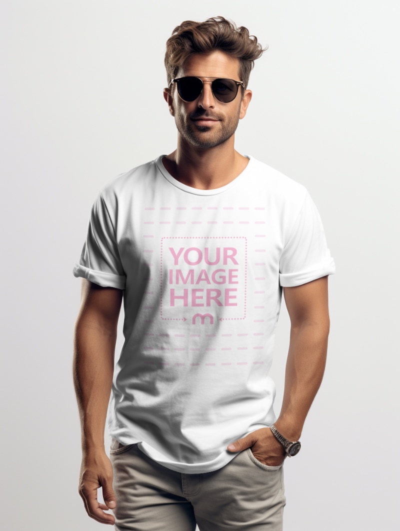 T-Shirt Mockup on Male Model for Streetwear Branding preview image