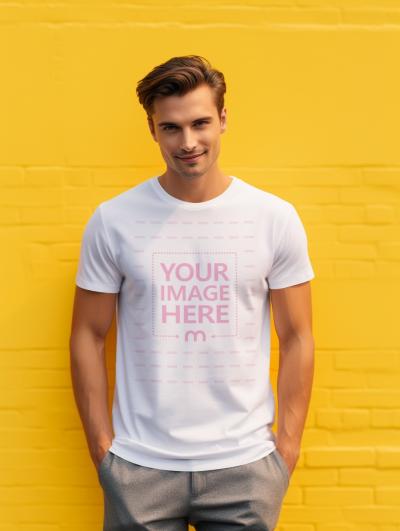 T-Shirt Mockup on Male Model for Urban Brands