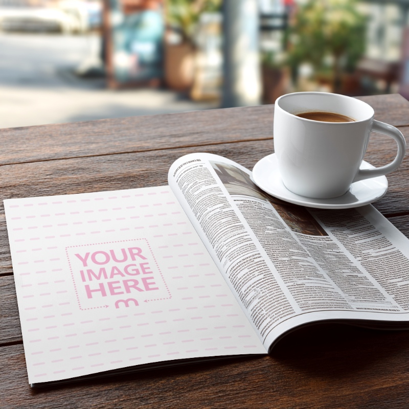Newspaper Mockup on Cafe Table for Editorial Layouts preview image
