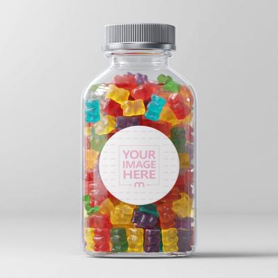 Clear Gummy Vitamin Bottle Label Mockup