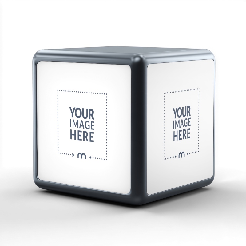 3D Cube-Shaped Digital Display Mockup for Dashboard Design preview image