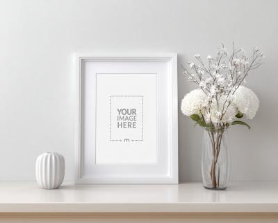 Picture Frame Mockup with White Border for Print Store Presentations