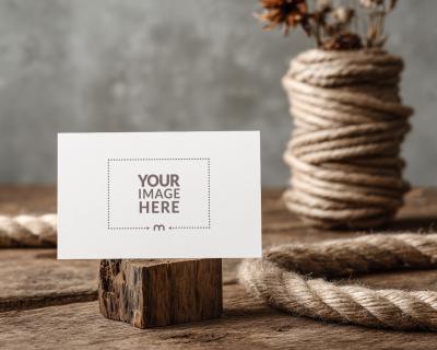 Postcard Mockup on Wooden Background for Handwritten Messages