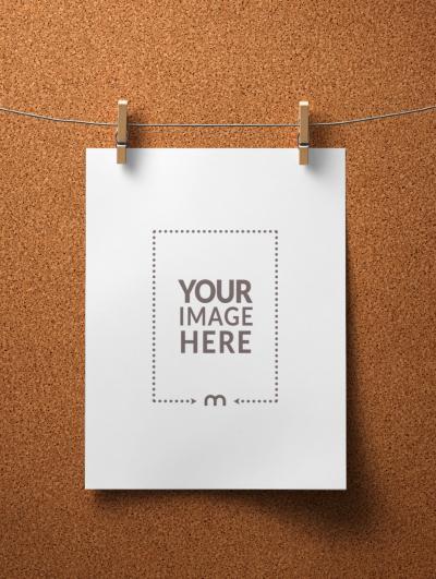 Poster Mockup Pinned to Corkboard for Noticeboard Presentation