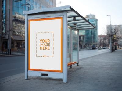 Bus Stop Ad Frame Mockup for Transit Advertisement Campaigns