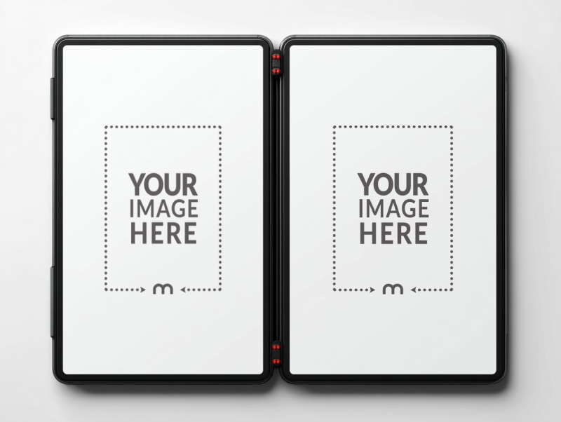 Foldable Dual-Screen Tablet Mockup for App Layout Demonstrations preview image