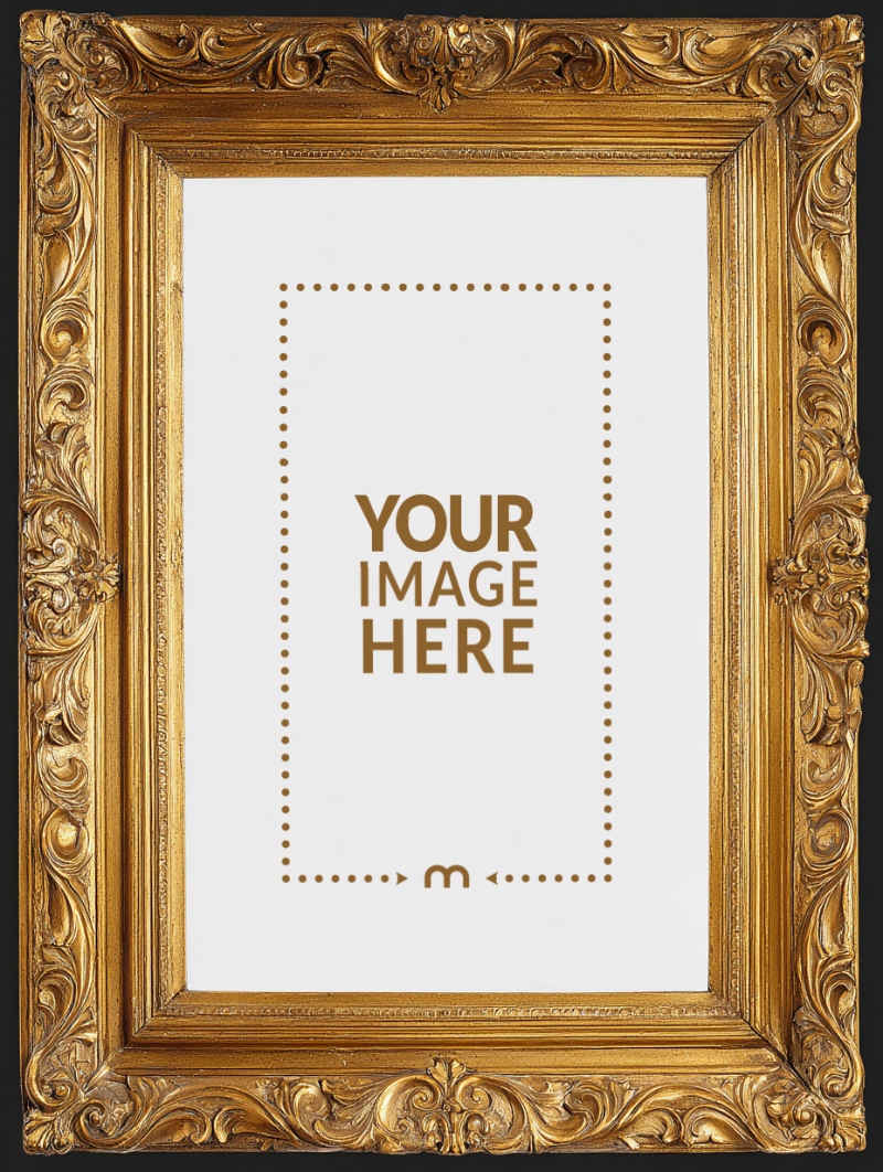 Gold Ornate Frame Mockup for Classic Painting Displays preview image