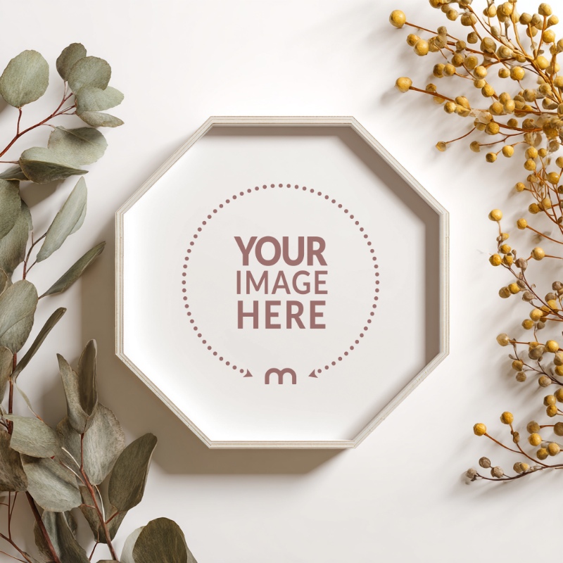 Octagon Photo Frame Mockup for Personal Gallery Wall Layouts preview image