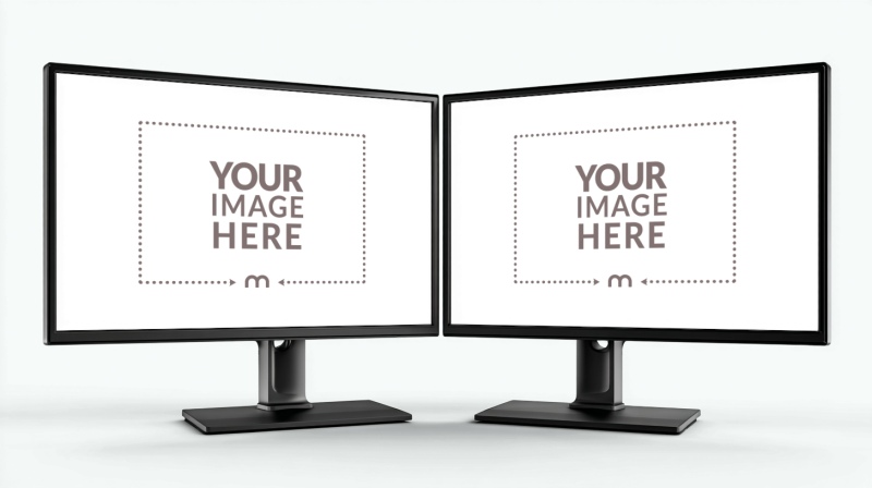 Split-Screen Monitor Mockup for Multi-Panel Dashboard Interfaces preview image