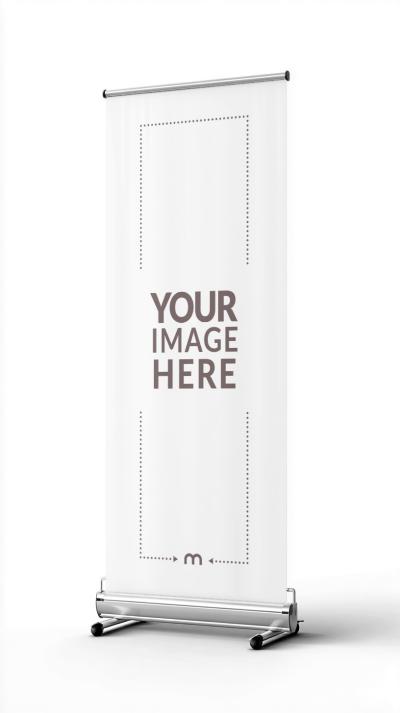 Standing Roll Up Banner Mockup for Studio Portrait Showcases