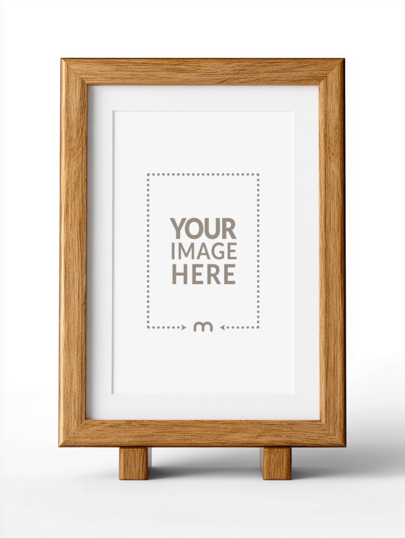 Wooden Vertical Frame Mockup for Photographs and Arts preview image