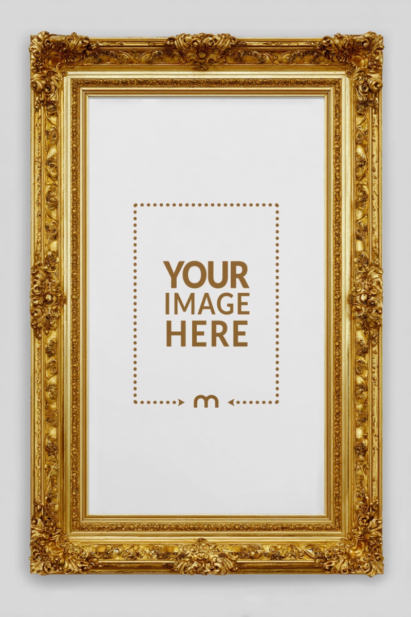 Gold Ornate Frame Mockup for Rustic Poster Displays preview image