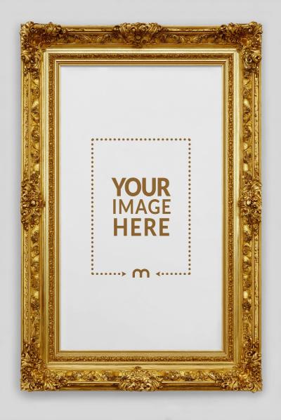 Gold Ornate Frame Mockup for Rustic Poster Displays