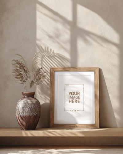 Boho-Style Wooden Frame Mockup for Lifestyle Interior Styling