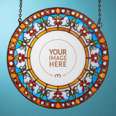 Leaded Glass Circular Frame Mockup for Stained Glass Artwork
