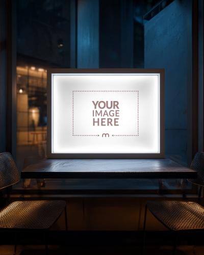 Lightbox-Style Frame Mockup in Dark for Signages Display