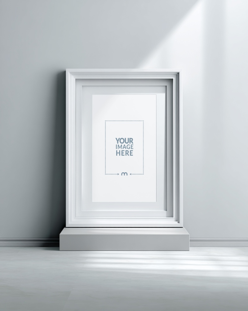 Rectangular White Frame Mockup for Trade Show Exhibit Signage preview image