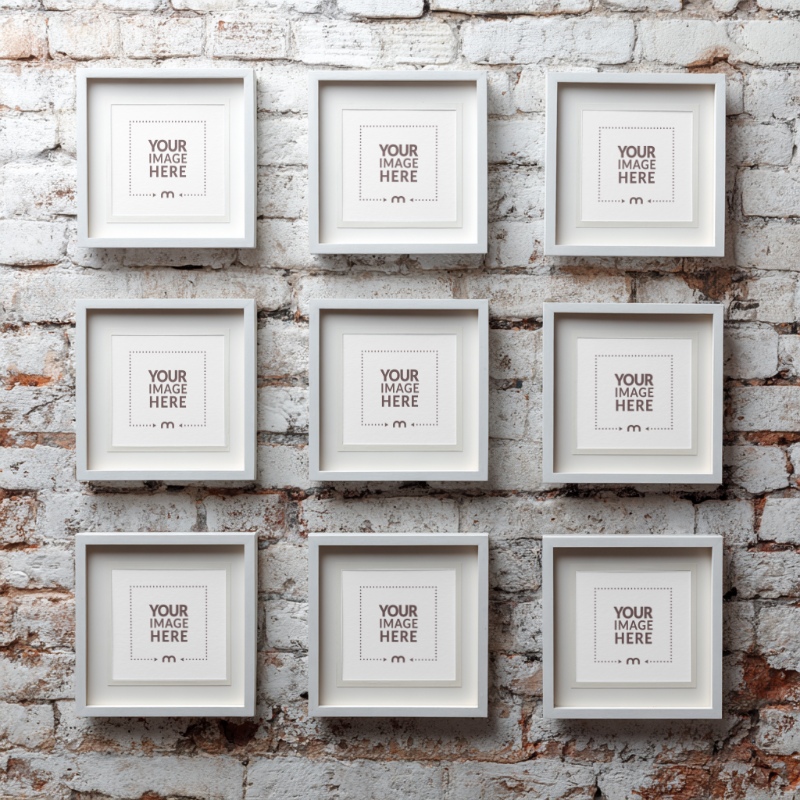 Grid of Nine Frames Mockup for Travel Memory Collages preview image