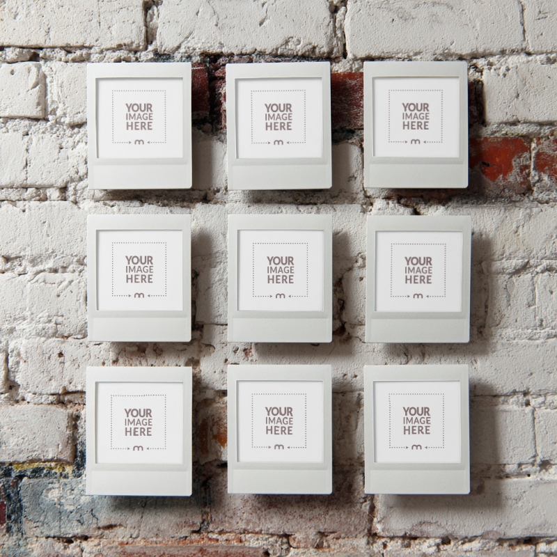 Grid of Nine Frames Mockup for Retro Photography Displays preview image
