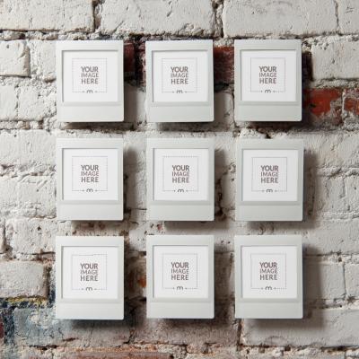Grid of Nine Frames Mockup for Retro Photography Displays