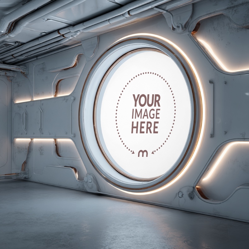 Round Metallic Spaceship Frame Mockup for Space Habitat Interior preview image