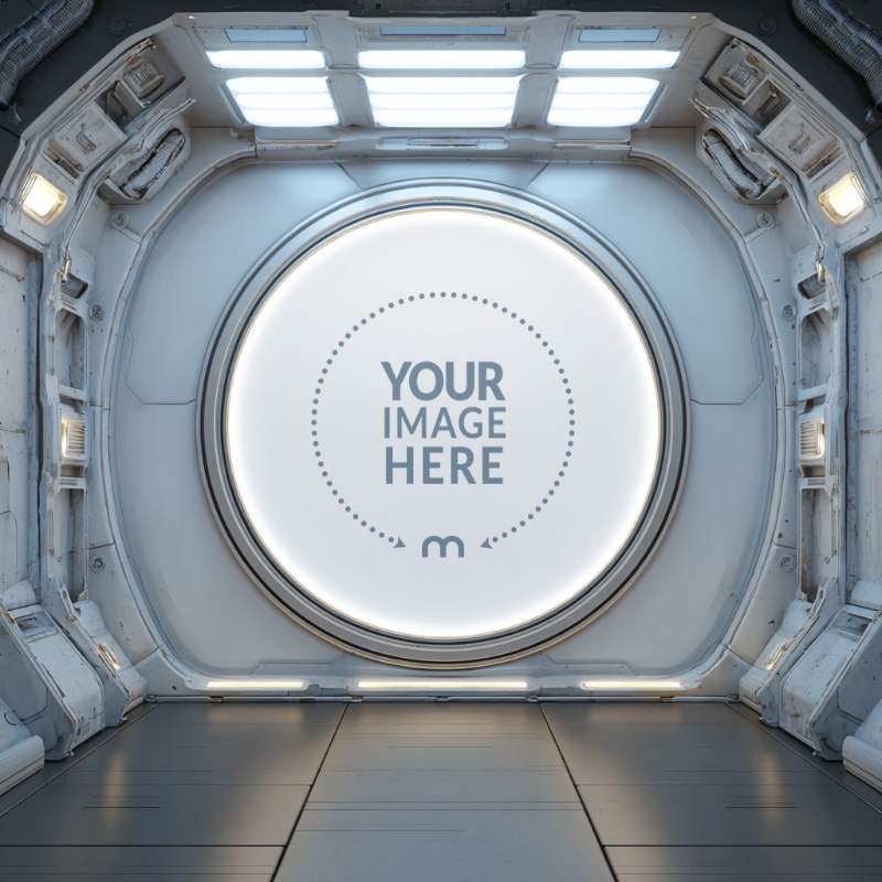 Round Metallic Spaceship Frame Mockup for Futuristic Architecture preview image